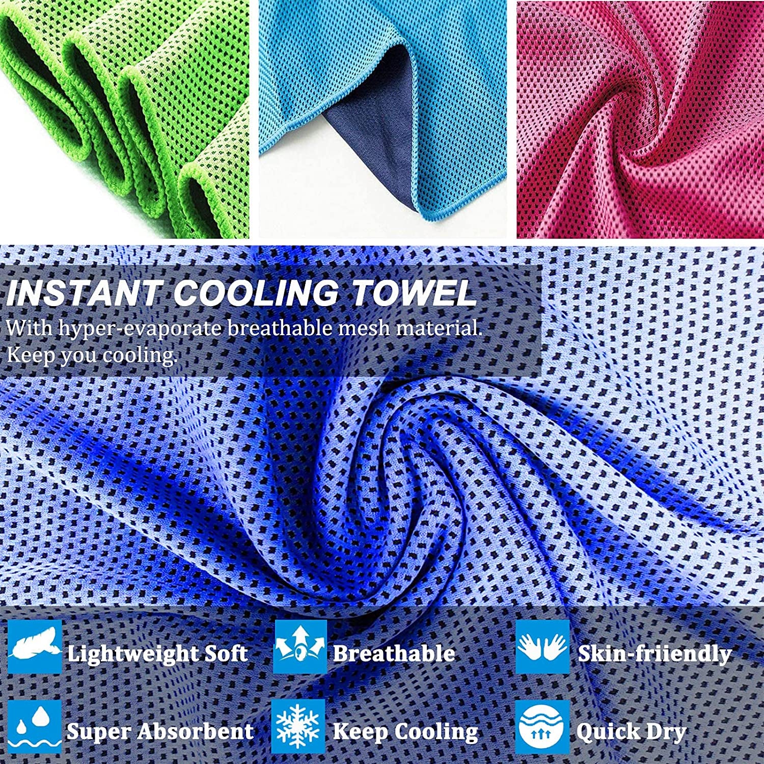 Cooling Towels 120X30 Cm, Ice Cool Microfibre Towel for Neck, Soft Breathable for Gym, Yoga, Golf, Running, Camping & Hot Weather