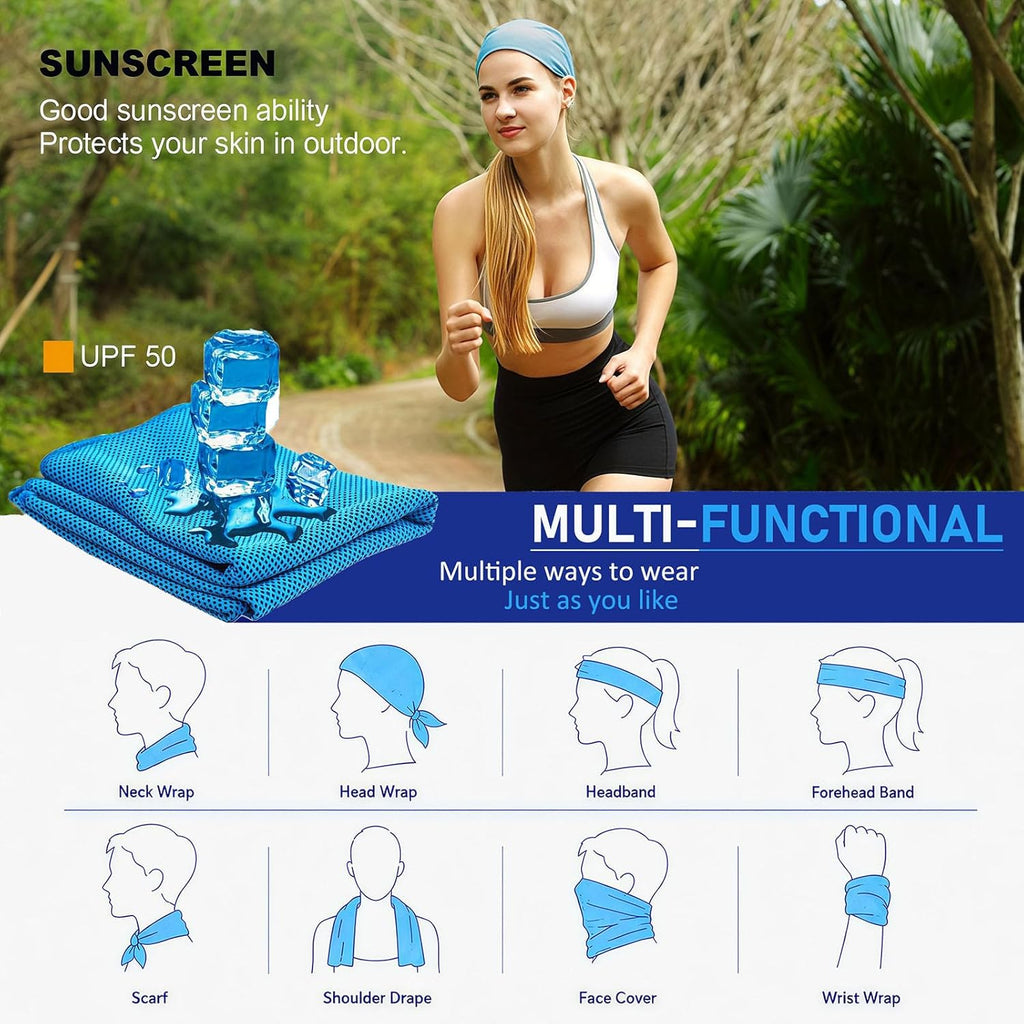 Cooling Towels 120X30 Cm, Ice Cool Microfibre Towel for Neck, Soft Breathable for Gym, Yoga, Golf, Running, Camping & Hot Weather