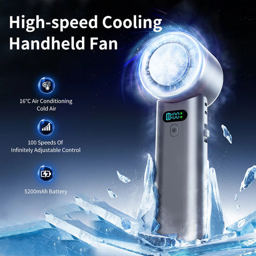 Large Capacity Handheld Fan High Speed Refrigeration Handheld Fan USB Charging Portable Fan