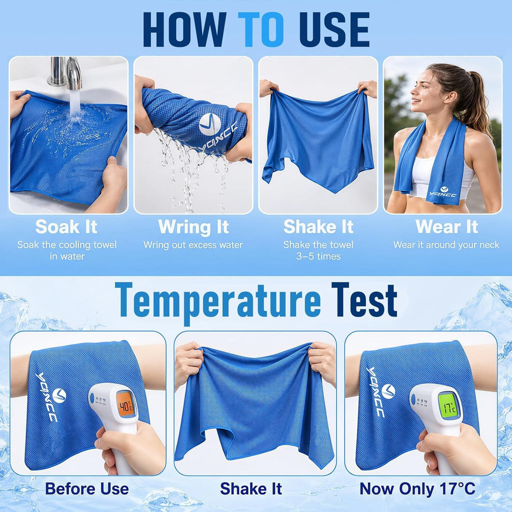 Cooling Towels 120X30 Cm, Ice Cool Microfibre Towel for Neck, Soft Breathable for Gym, Yoga, Golf, Running, Camping & Hot Weather